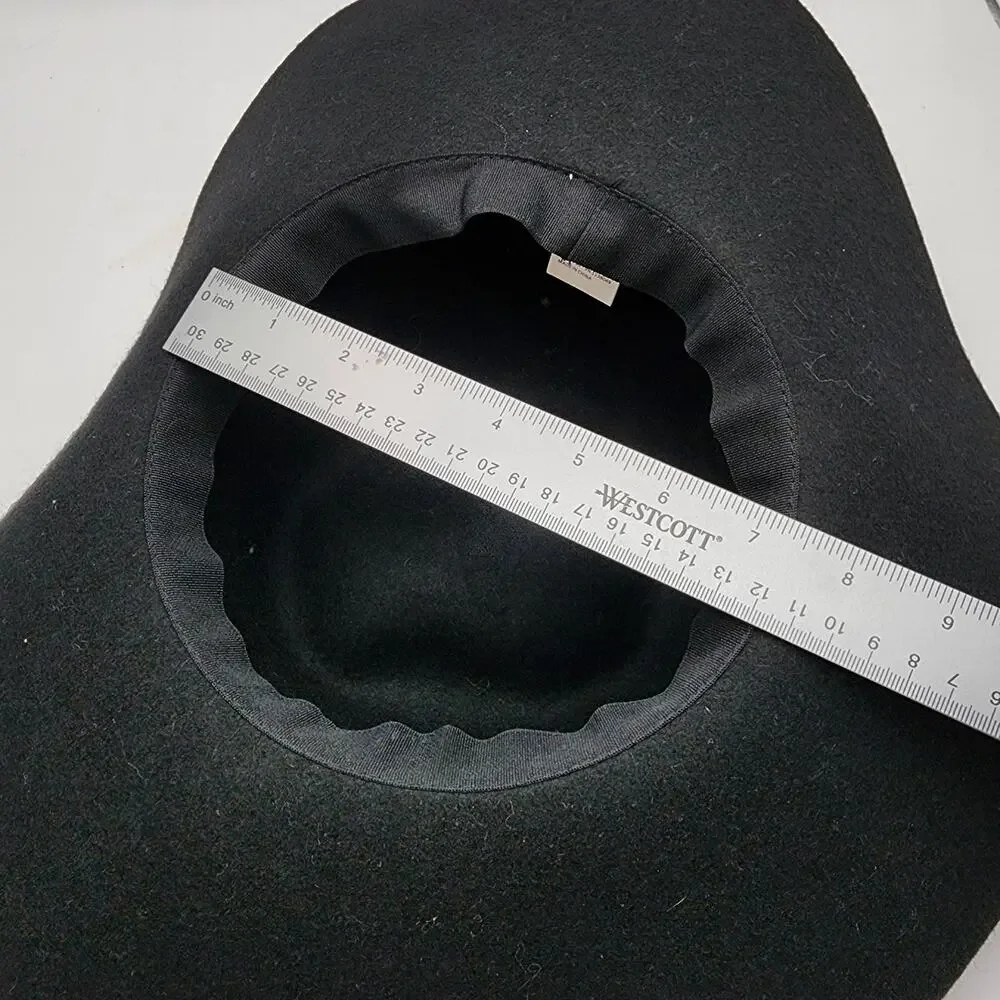 Target Felted Wide Brim Fedora Hat Black 100% Wool Floppy Boho Western Ranch
